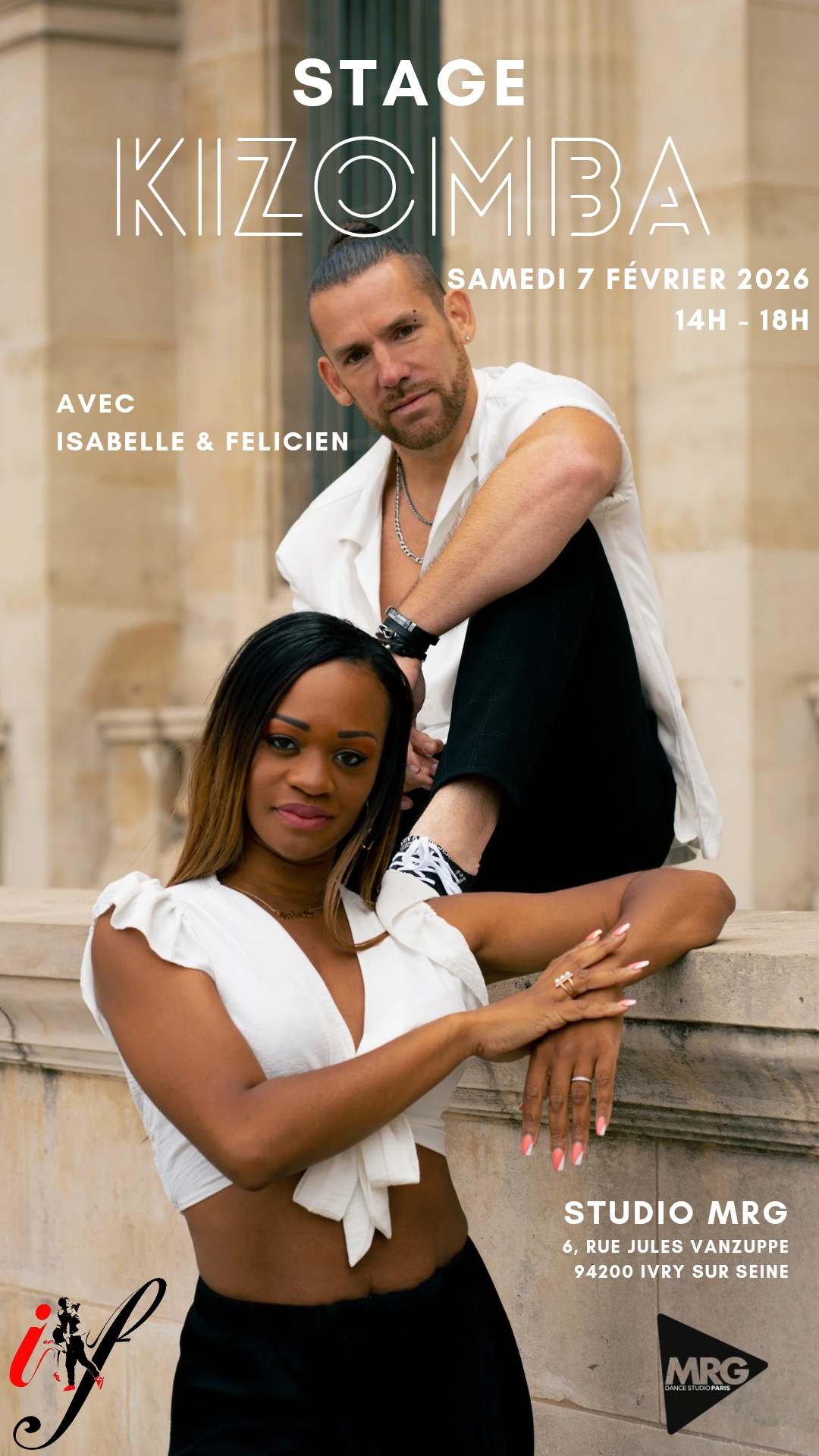 Stage de kizomba avec Isabelle et Felicien - Studio MRG - Samedi 7 février 2026