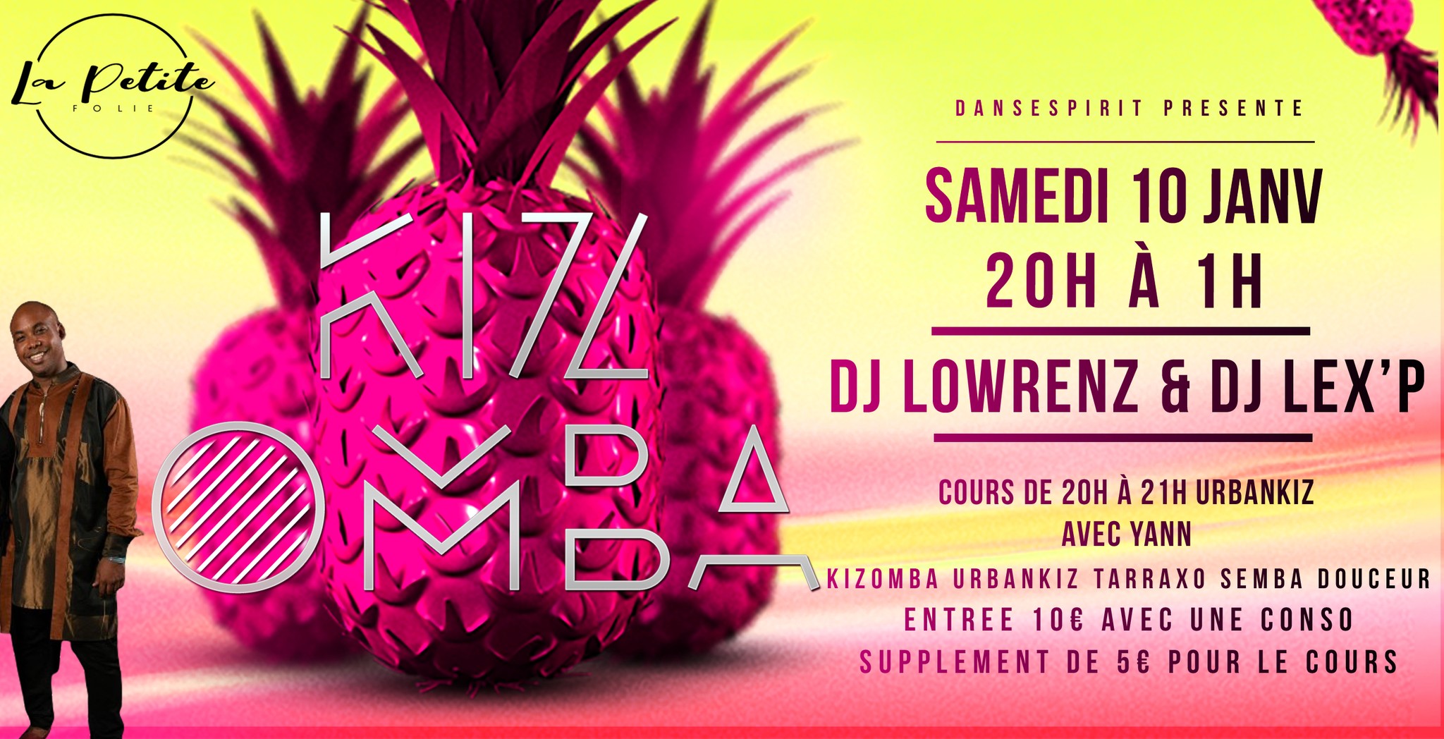 ⭐LA SOIREE KIZOMBA des Vacances⭐ Samedi 10 JANV. à la Petite Folie 20h à 1h DJ LOWRENZ DJ LEX'P