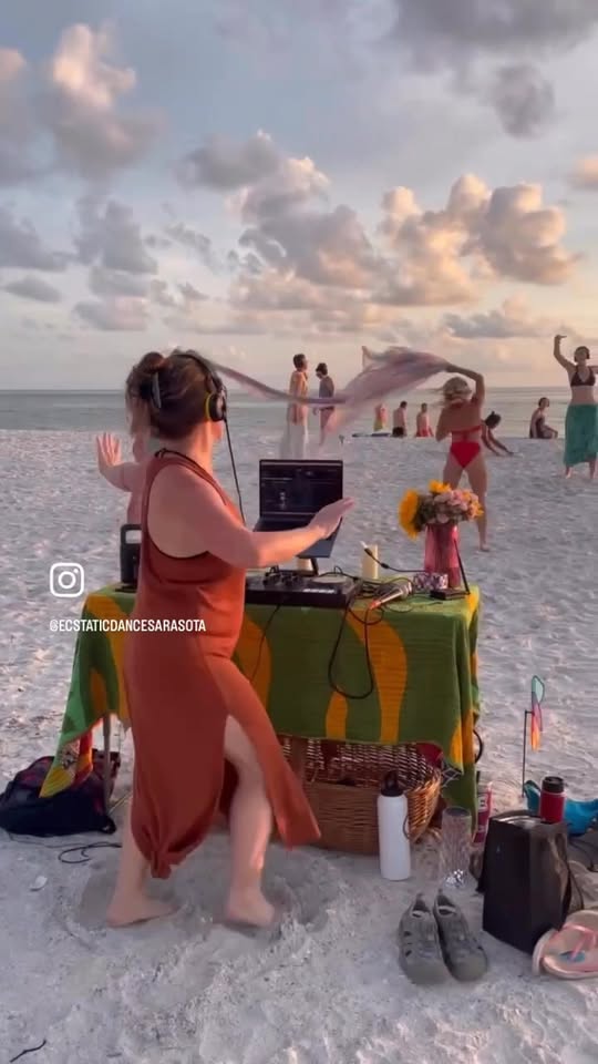 Silent Disco New Moon St Patrick’s Day sunset ecstatic dance on the beach