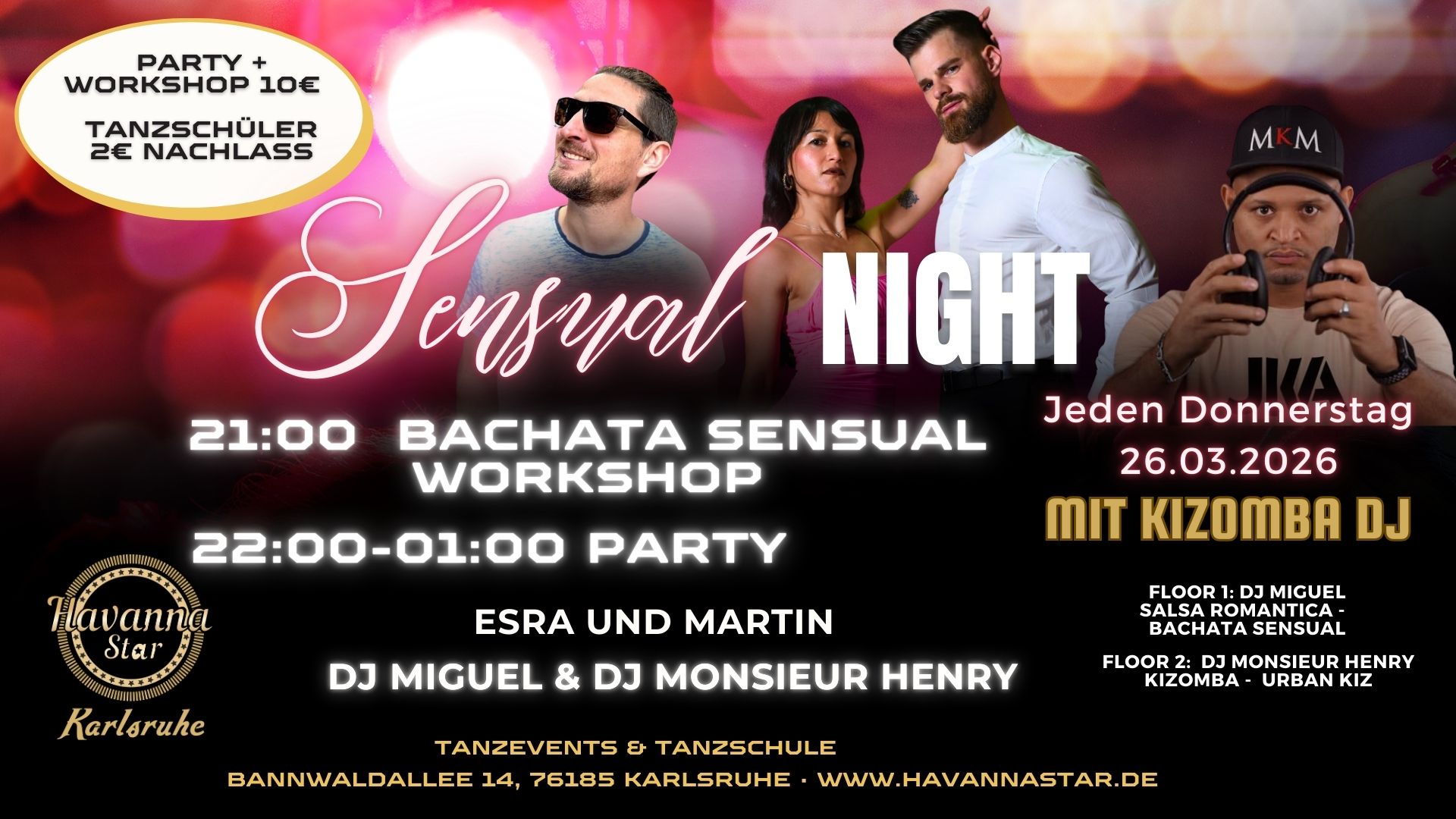 Latinparty mit Bachata Sensual Workshop ⭐️Mit Kizombaraum⭐️