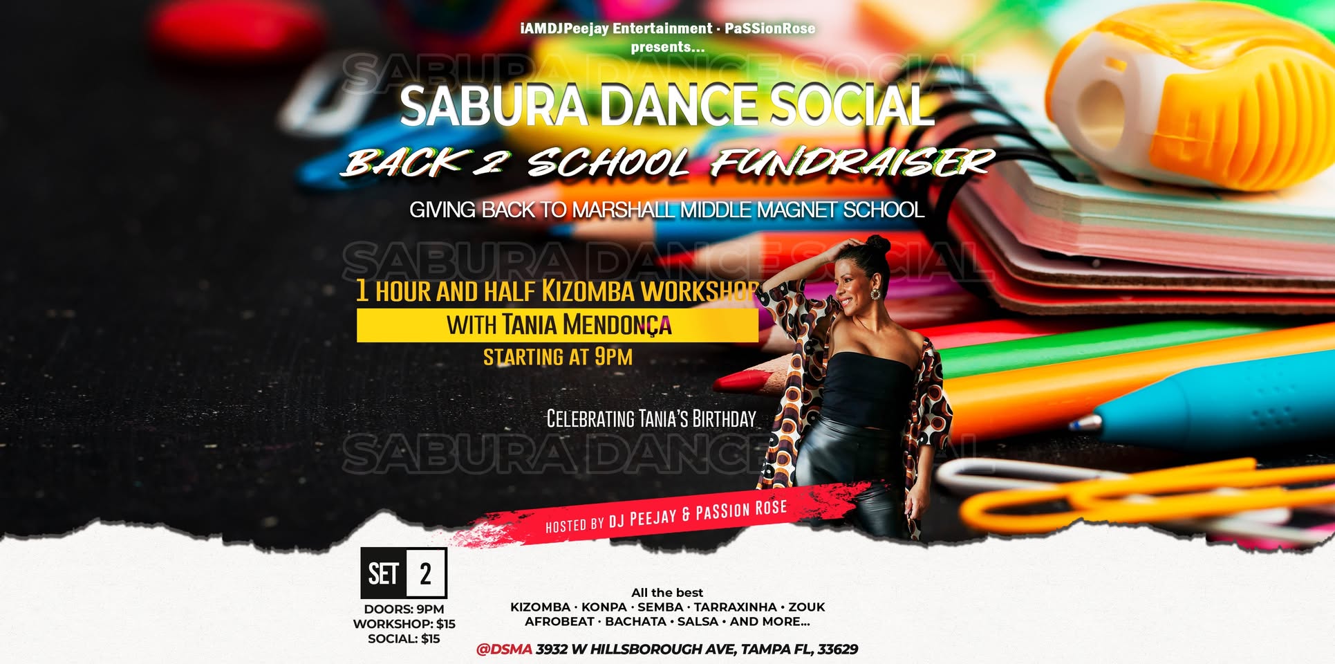 Sabura Dance Social - Kizomba Workshop & Back 2 School Fundraiser