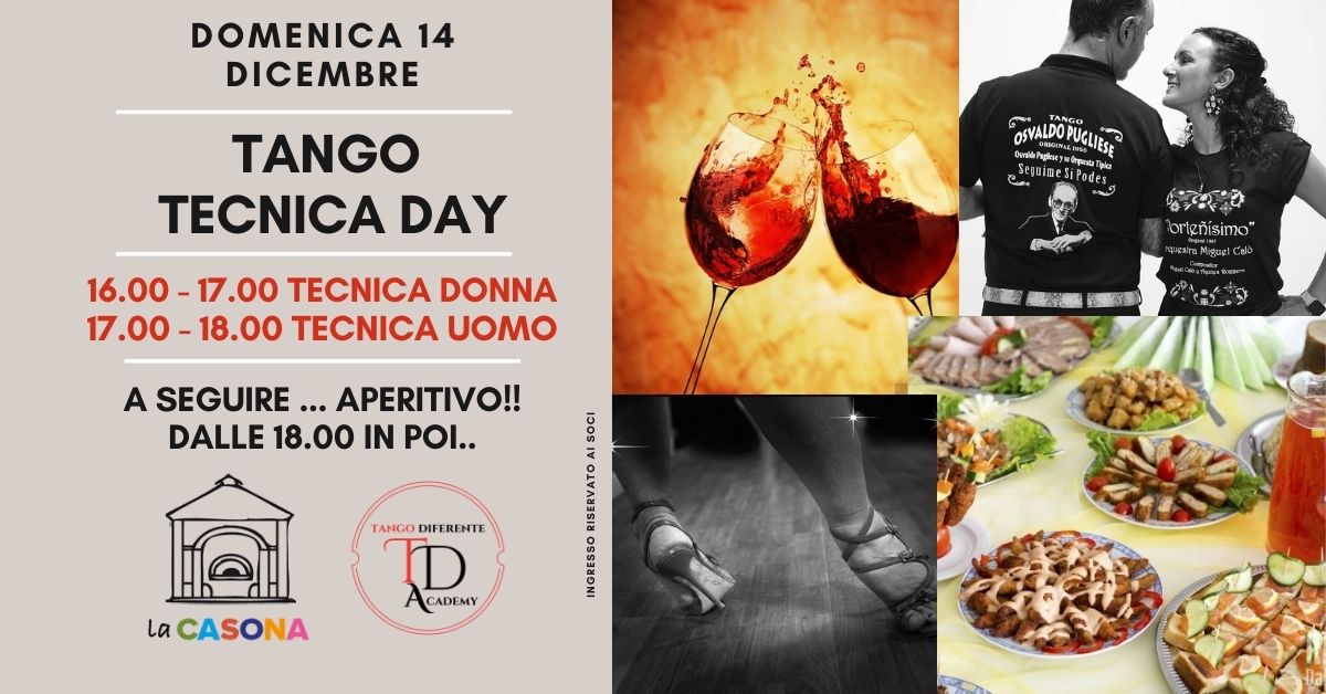 Domenica 14 dicembre Tango Tecnica Day (Studio e Aperitivo) con Emanuela & Stefano