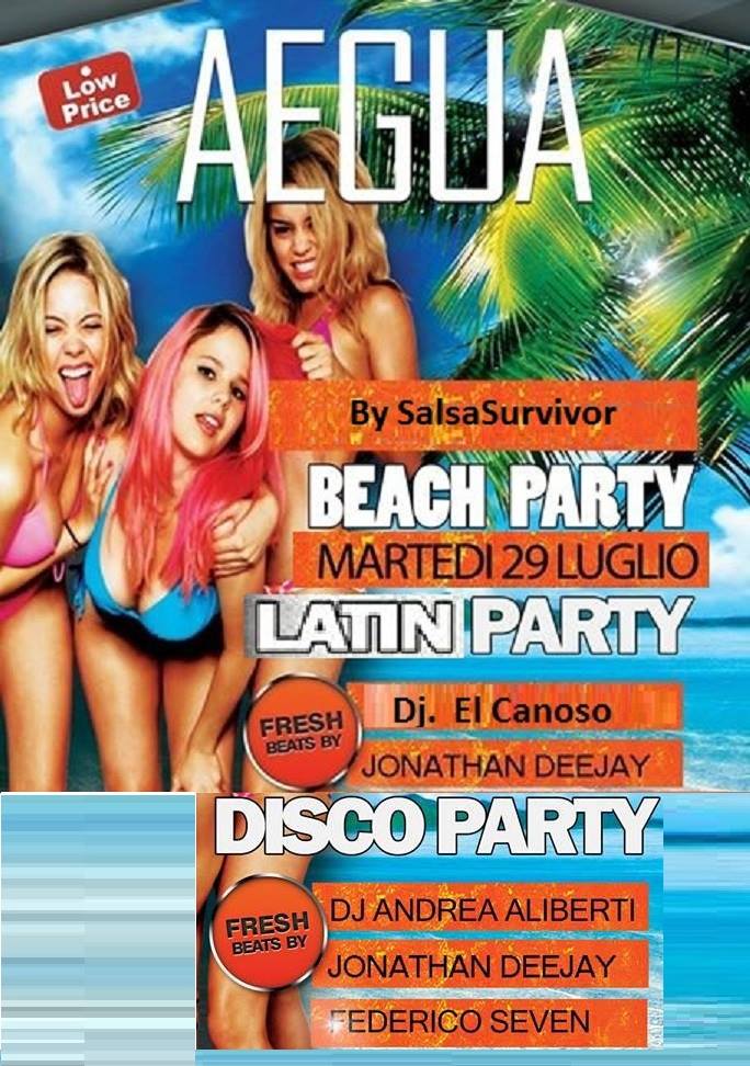 Aegua LATIN BEACH Latino martedi 29 luglio piu sala Disco