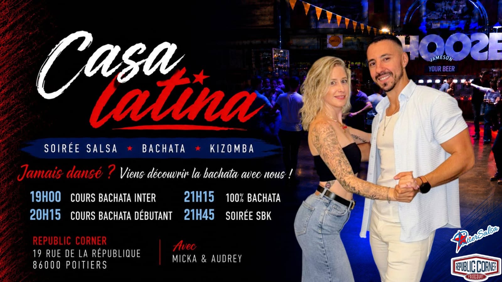 Cours de bachata avec Micka et Audrey Soirée SBK