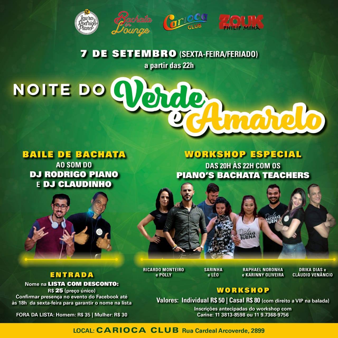 Lista Encerrada Noite do Verde e Amarelo Bachata