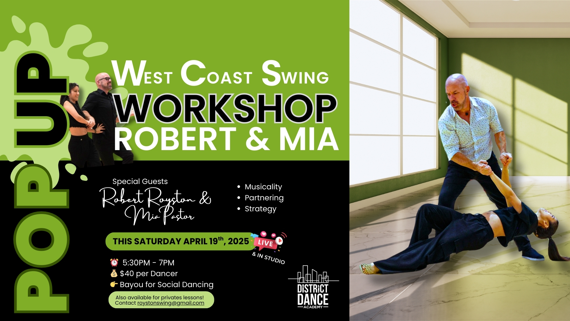 Robert Royston & Mia Pastor Pop-Up Workshop @ DDA
