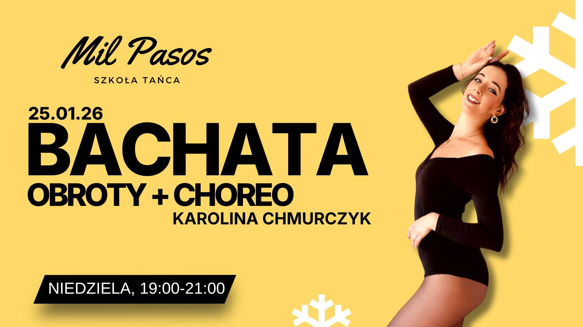Technika Obrotów i Bachata Choreo z Karoliną - zajęcia specjalne 25.01.26, NIEDZIELA 19:00 - 21:00!