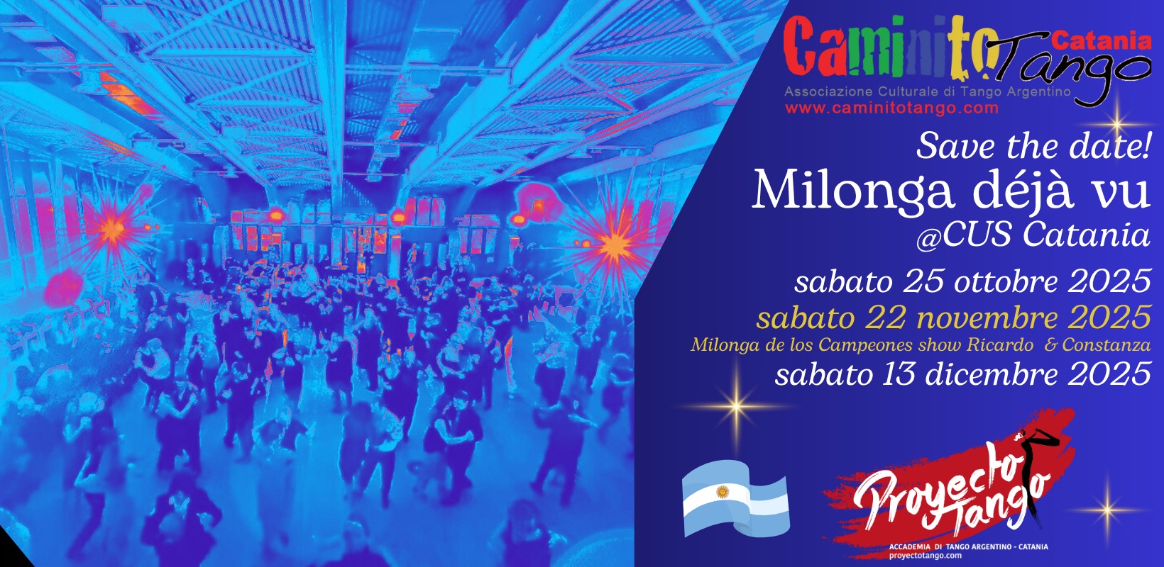 #MilongaDéjaVu 2025 @CUS Catania - Save the date! 25 ottobre - 22 novembre - 13 dicembre
