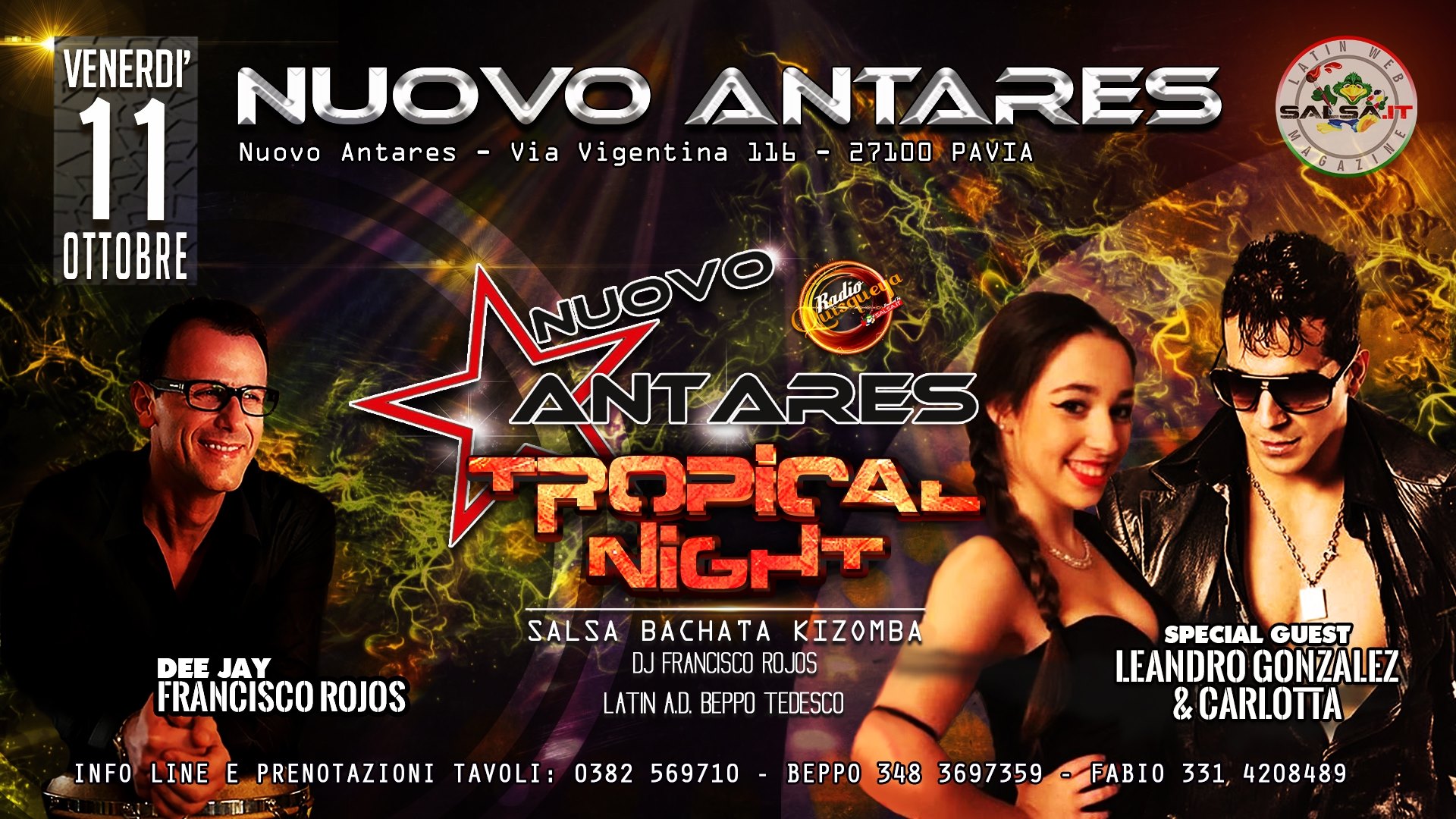 Venerdi 11 ottobre* Antares*pavia tropical Latin night