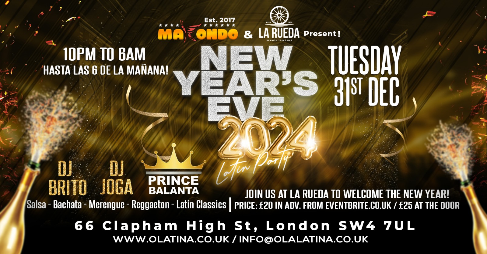 'MAKONDO' & 'LA RUEDA' NEW YEAR'S EVE 2024 LATIN PARTY!