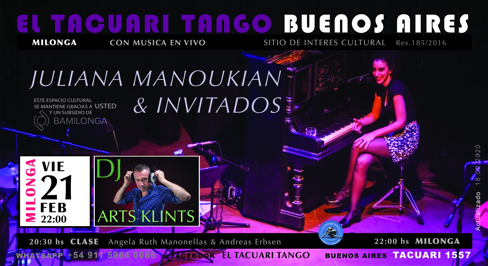 Viernes de milonga + Juliana Manoukian e invitados en vivo