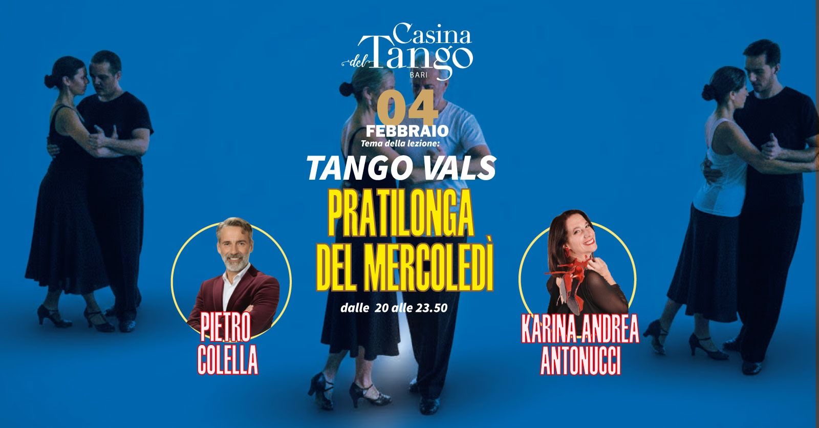 Pratilonga Mercoledi 4 Febbraio con i maestri Karina Andrea Antonucci e Pietro Colella