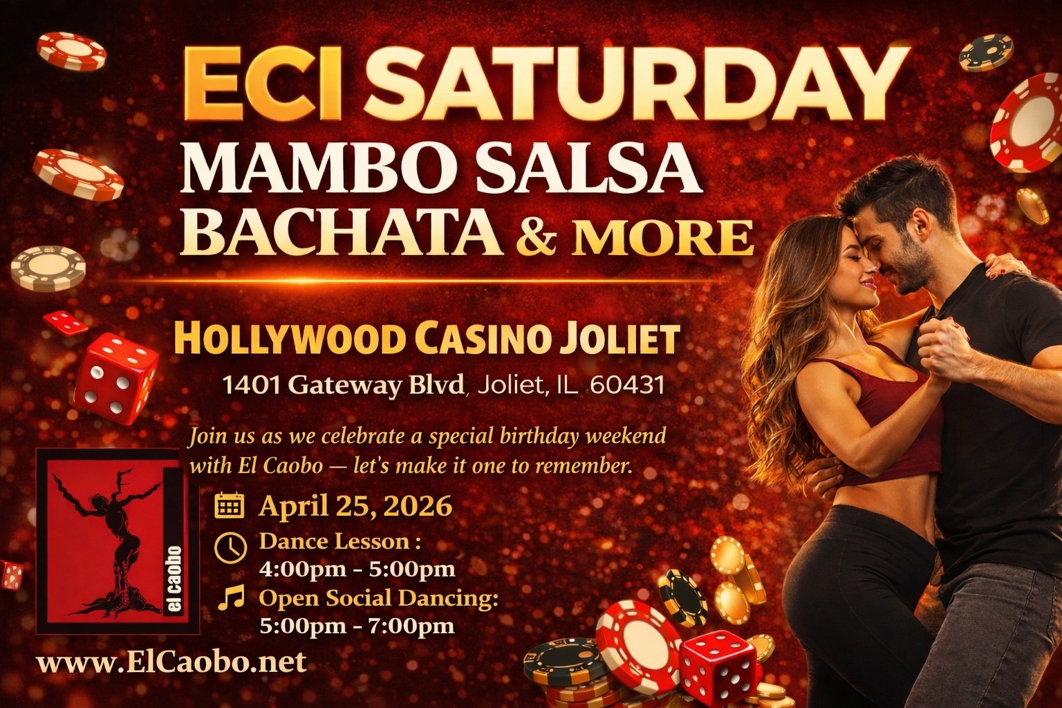 ECI SATURDAY MAMBO SALSA BACHATA & MORE at HOLLYWOOD CASINO JOLIET (Joliet, IL.)