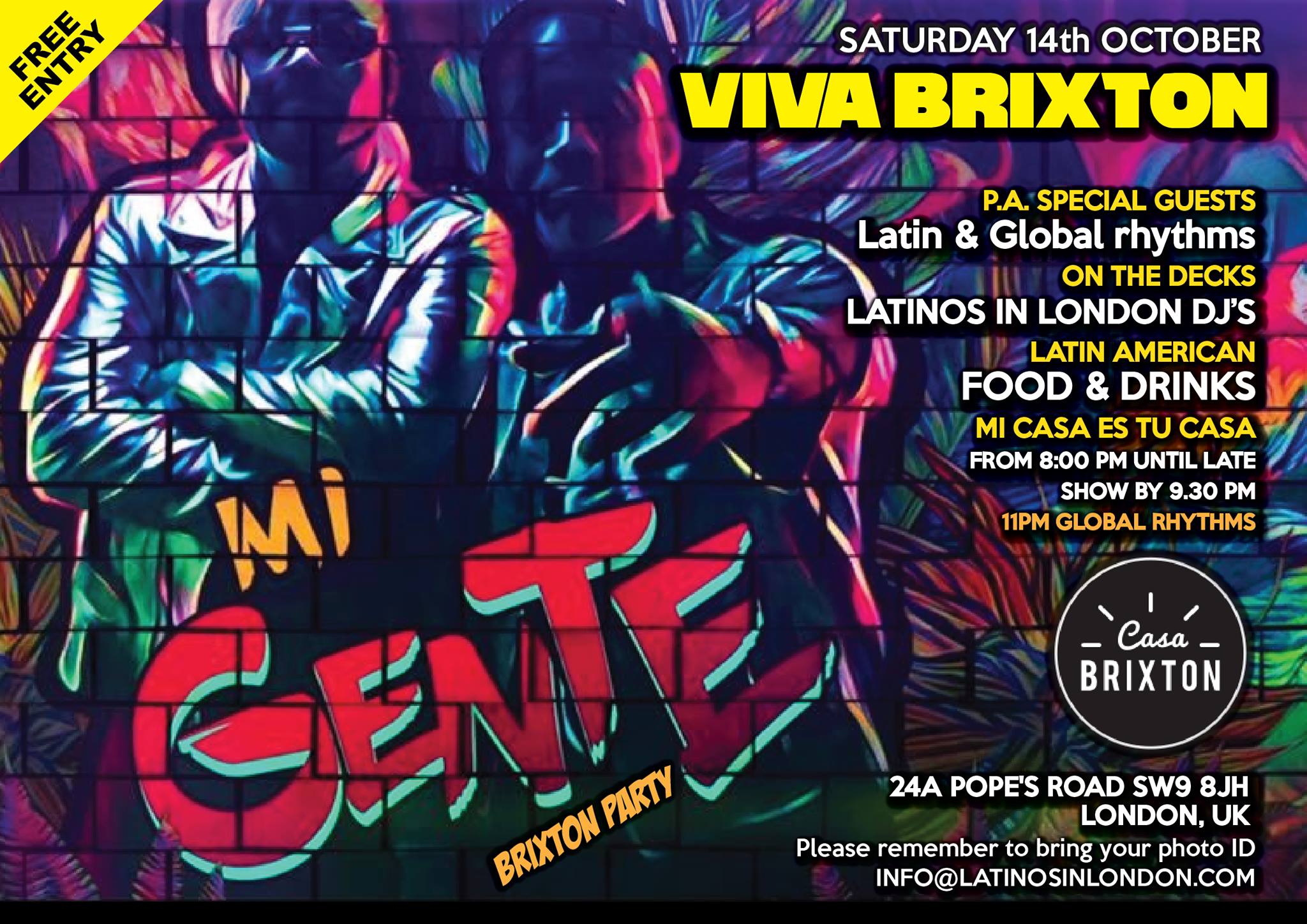 Sat. 14 Oct VIVA Brixton! MI GENTE : Urban & Latino Party