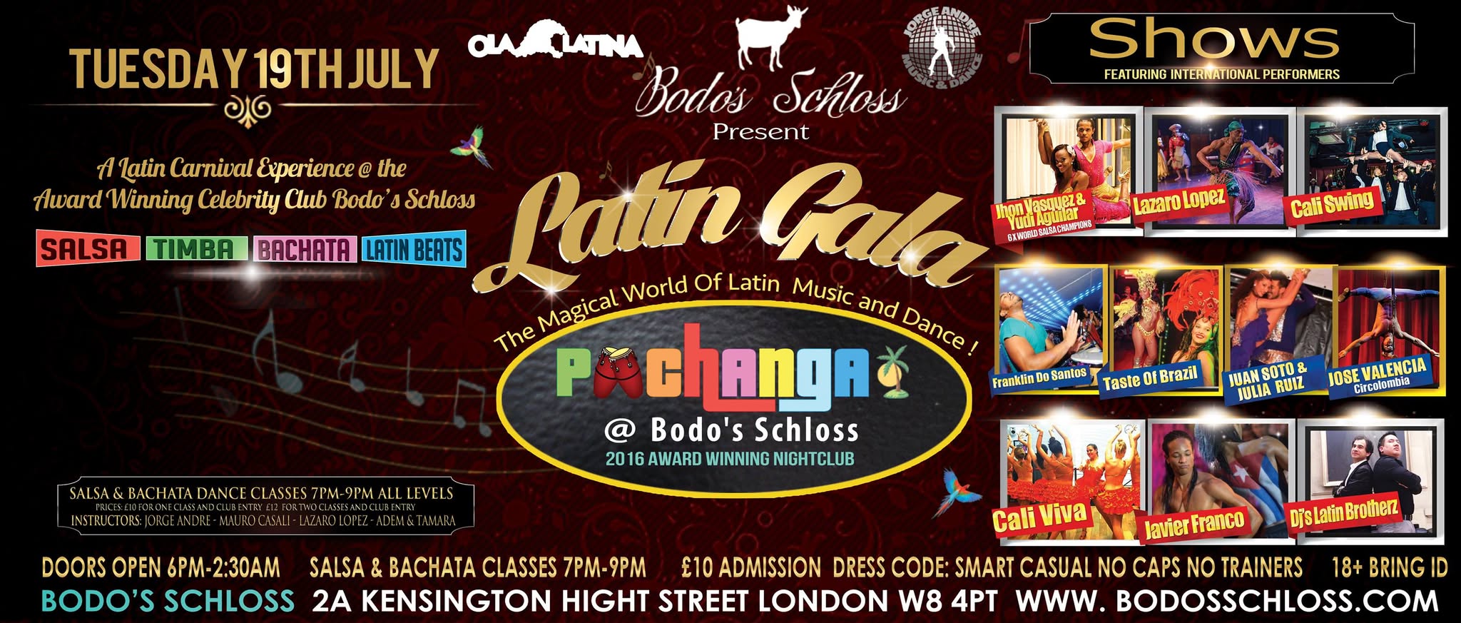 Pachanga Latin Gala at Bodos Schloss, Award Winning Celebrity Venue