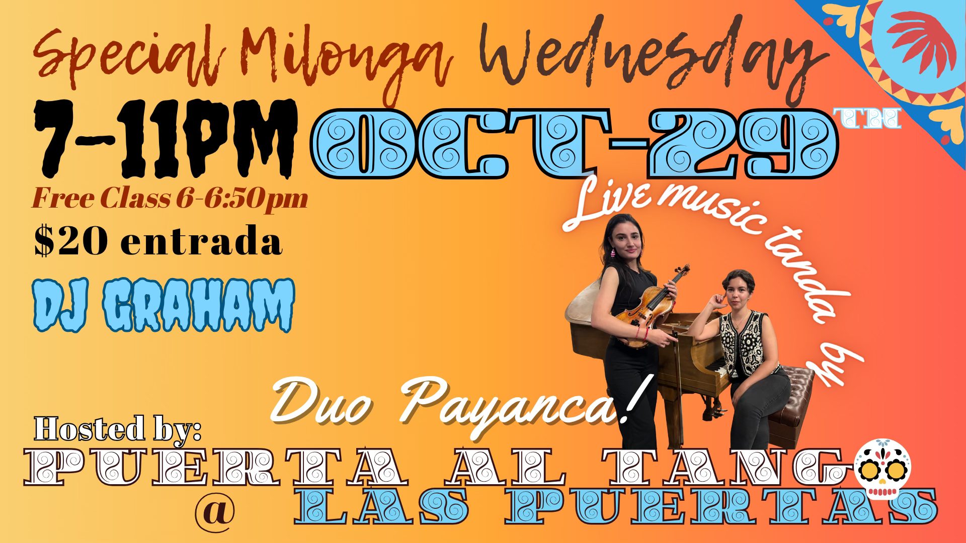 Albuquerque Tango Festival: Pre-Festival Milonga Featuring Local DJ & Live Music! Free Class at 6:00