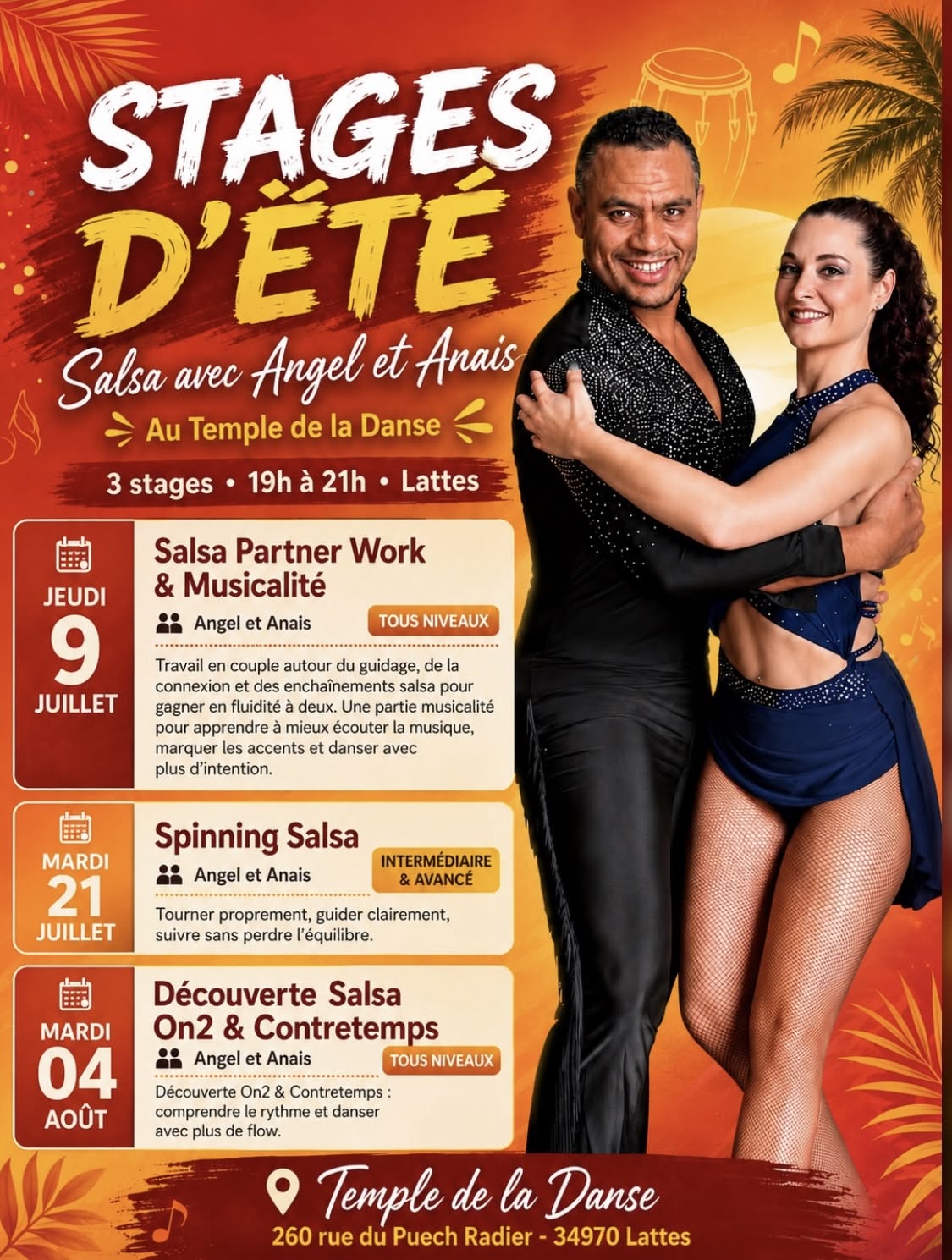Stage de l'été Salsa Angel & Anaïs - Au Temple de la Danse