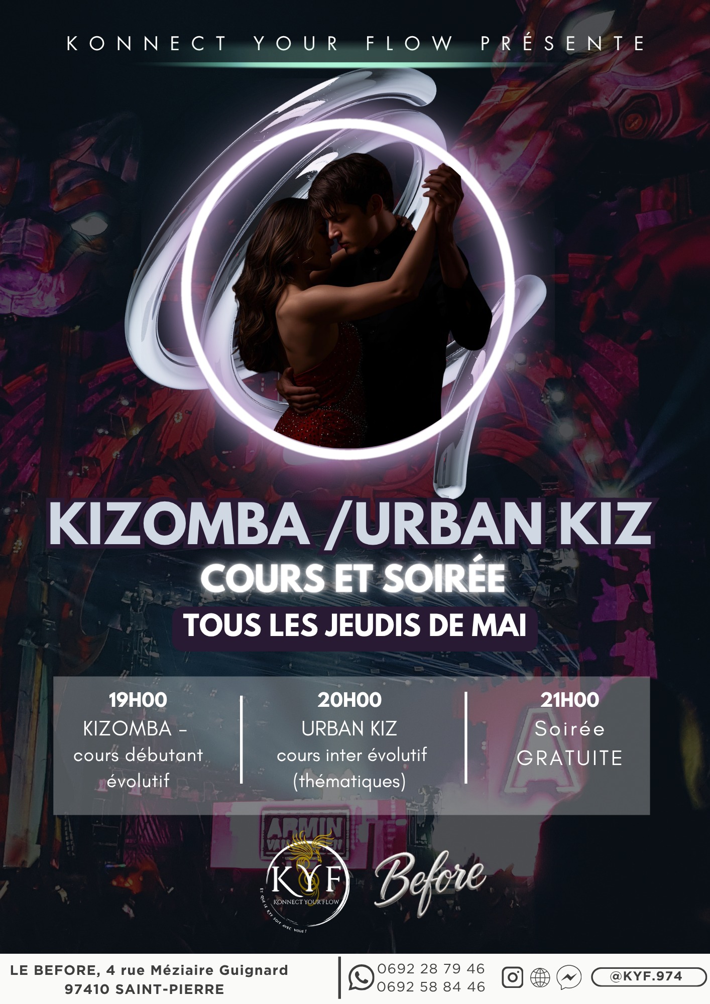 โจCOURS KIZOMBA URBAN KIZ - Tous les JEUDIS au Beforeโจ