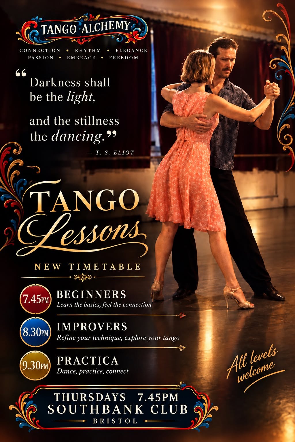 NEW!! Beginners and Improvers Tango Lessons and Practica Time
