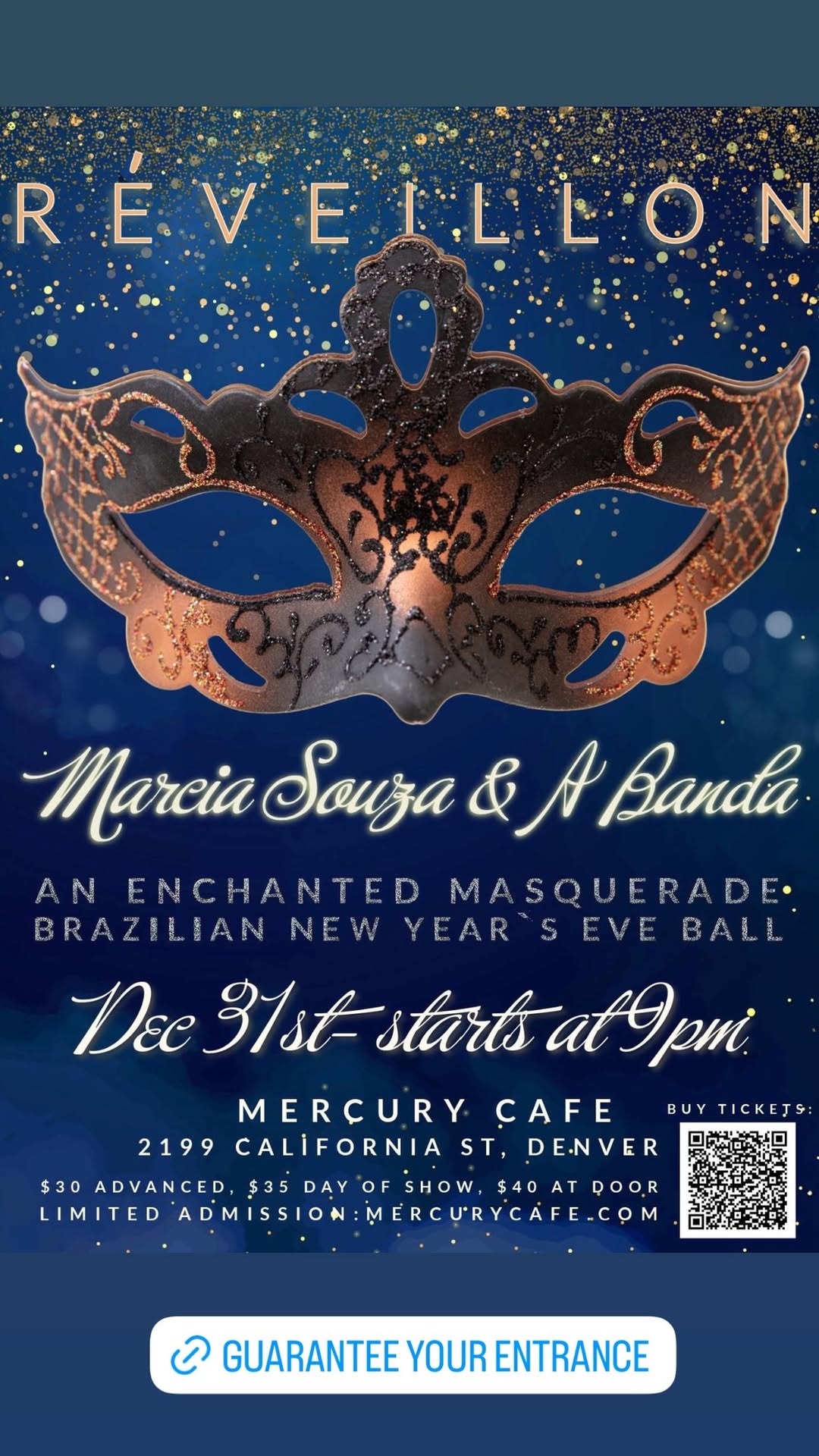 Reveillon - An Enchanted Masquerade Brazilian NYE Celebration with Marcia Souza and Ginga Band