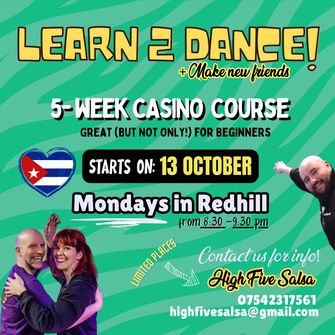 Learn to dance Casino (Cuban Salsa) in October - 5 WEEK BEGINNER COURSES in Redhill