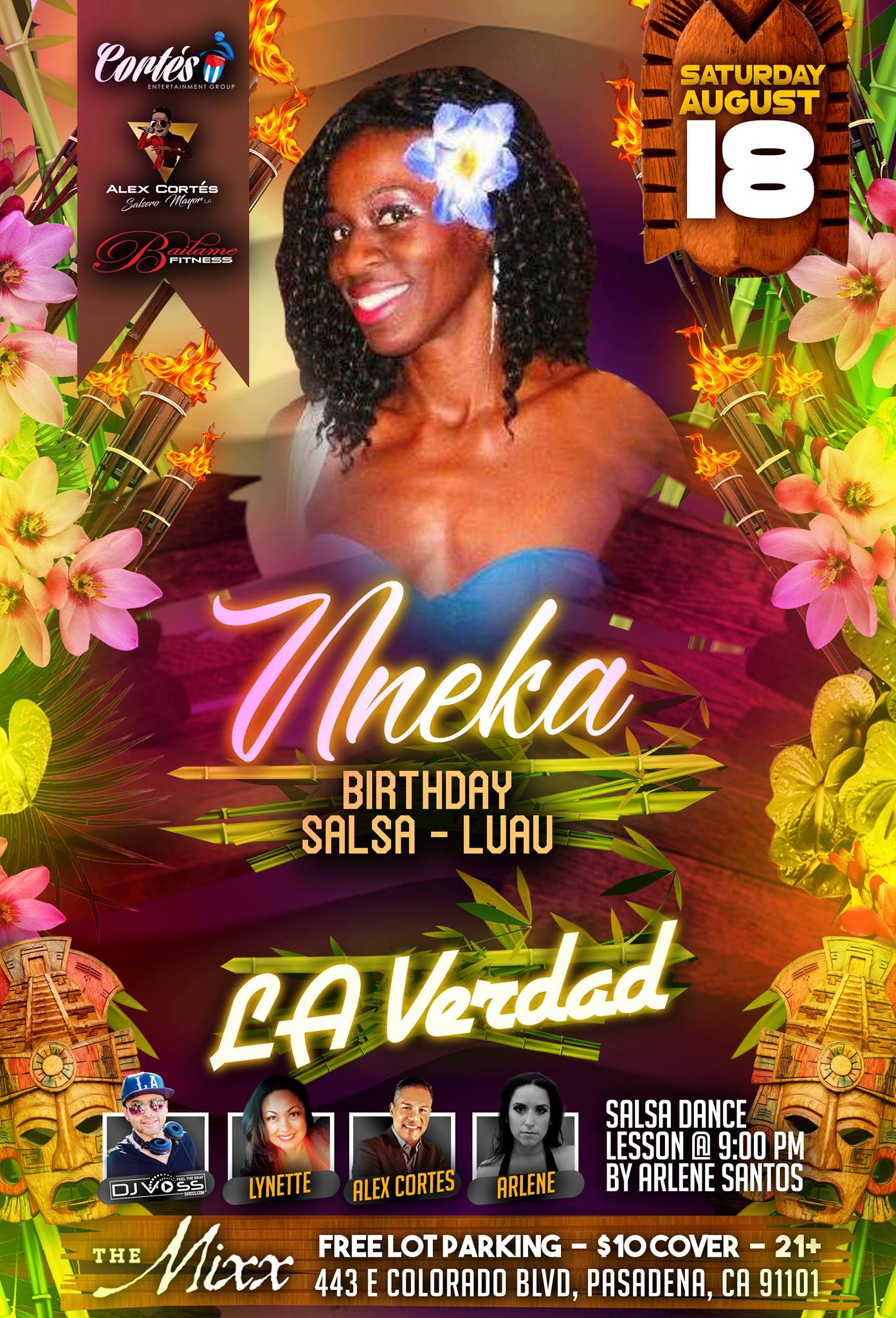 Nneka's Salsa Luau Birthday Party with La Verdad LIVE on Stage