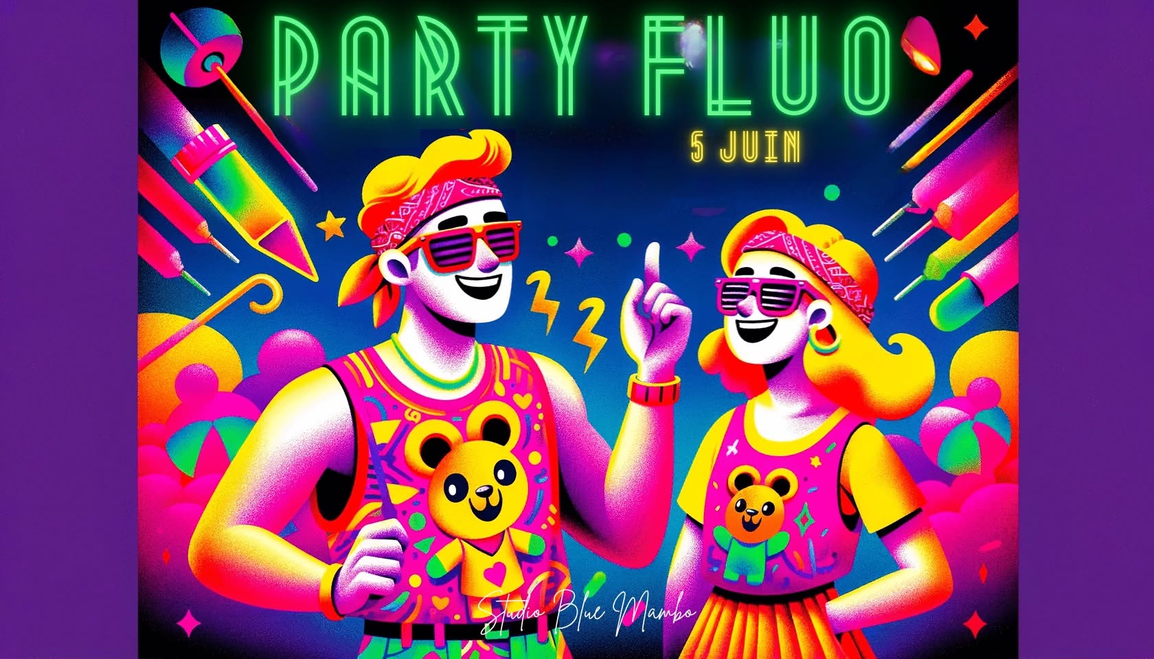 Party Fluo Blue Mambo AVEC ATELIERS AVANT LA SOIRÉE 🤩