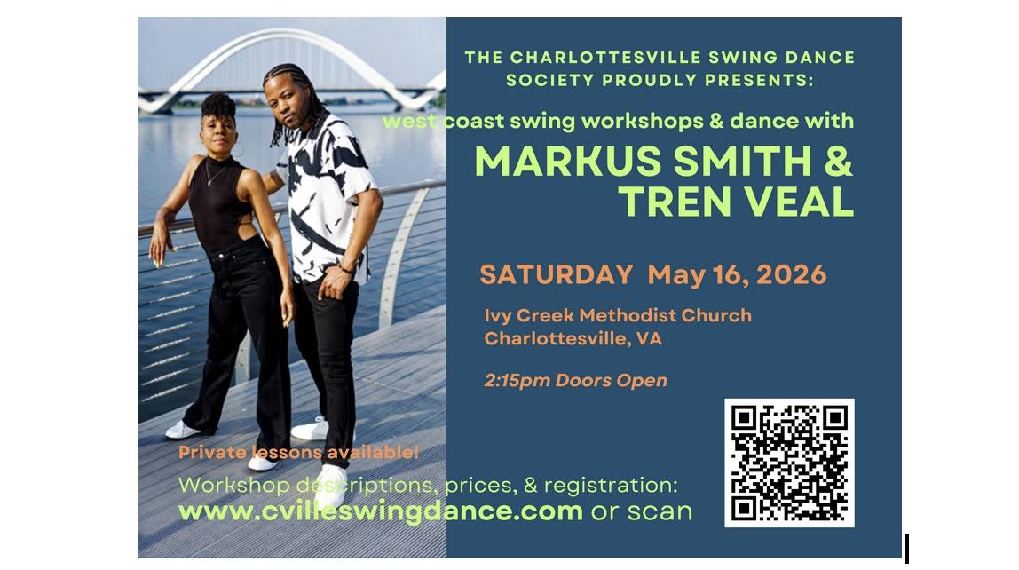 CSDS May Workshop Event and Dance with Markus Smith and Tren Veal