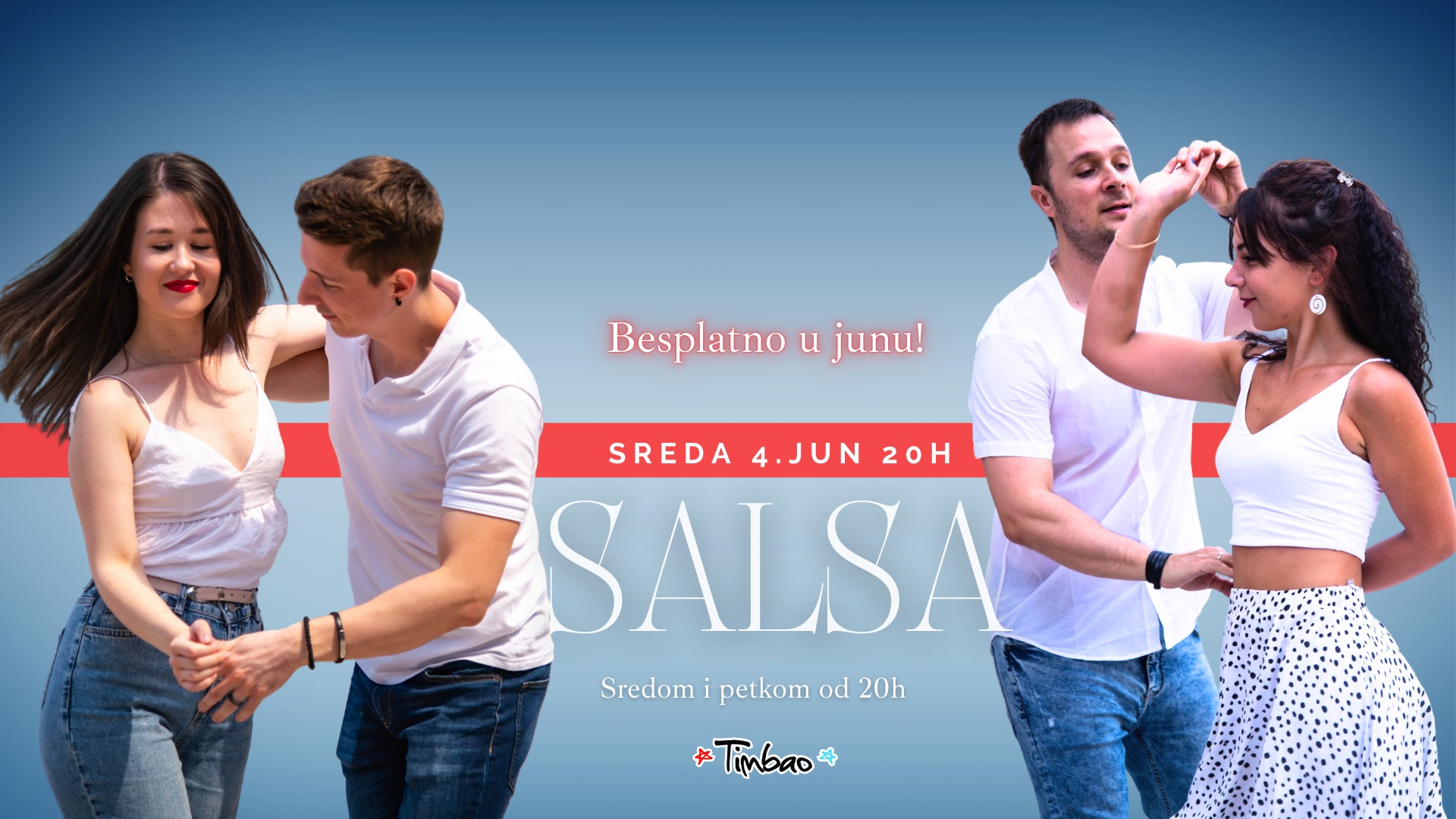 Početna salsa grupa sreda 4.jun 20h Besplatno u junu Timbao