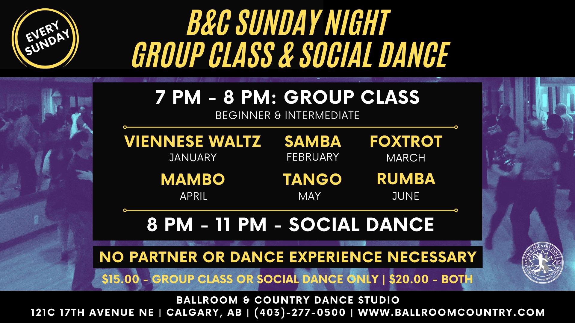 B&C Sunday Night Group Class & Social Dance