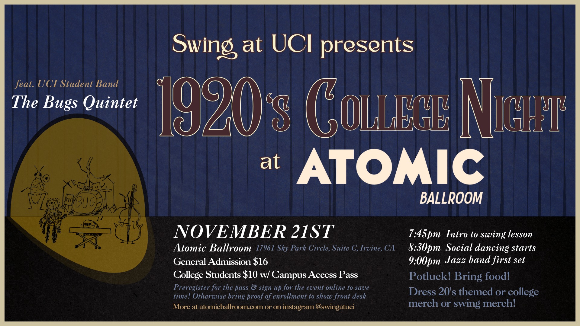 1920s College Night with Swing at UCI ATOMIC Ballroom!