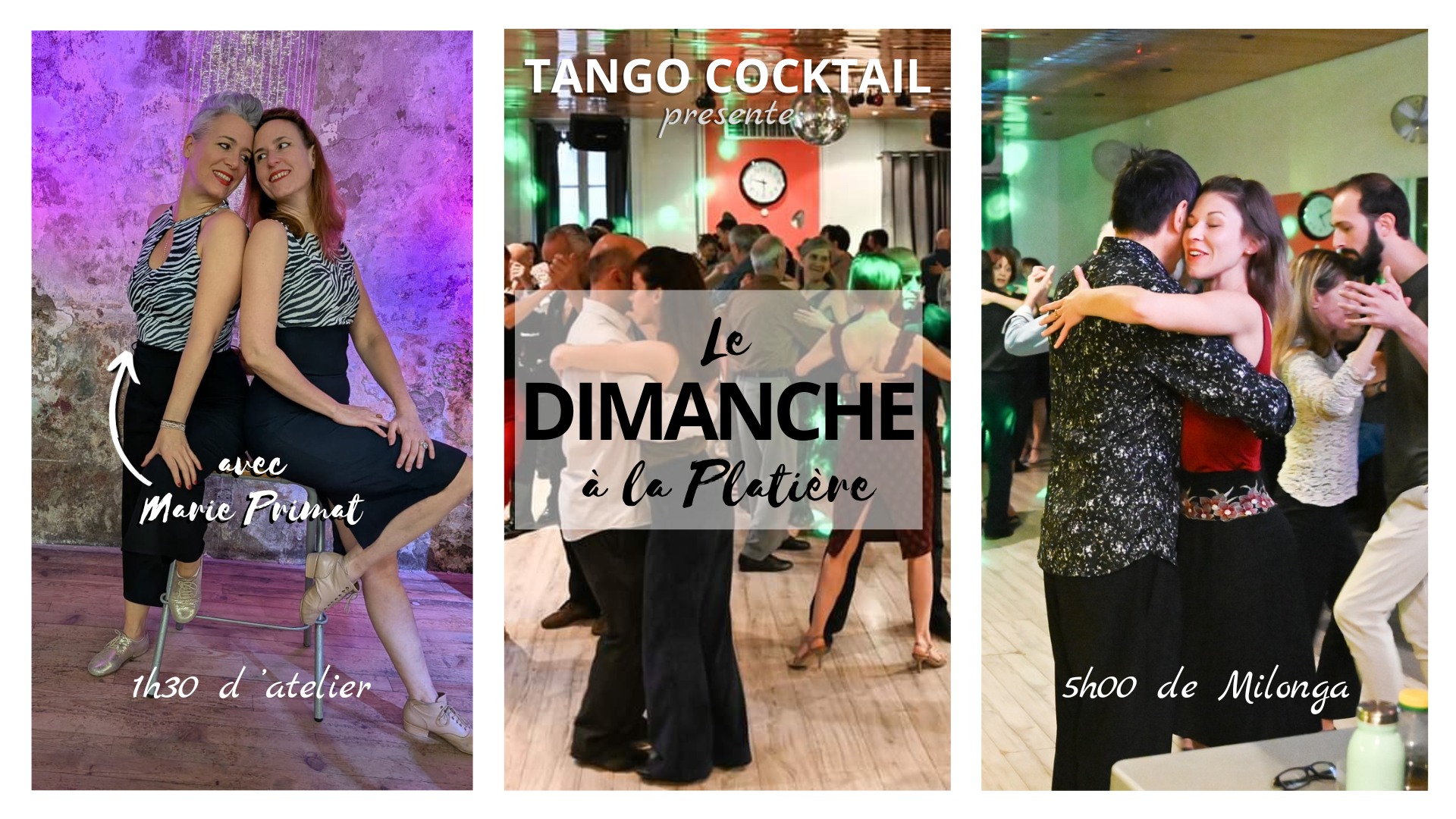 Le dimanche à la Platière : Atelier Tango avec Marie Primat suivi de la Milonga