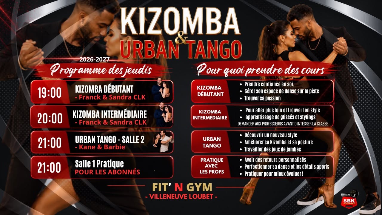 PORTES OUVERTES - cours de Kizomba et Urban Tango Villeneuve Loubet au Fit’n Gym Danse Club