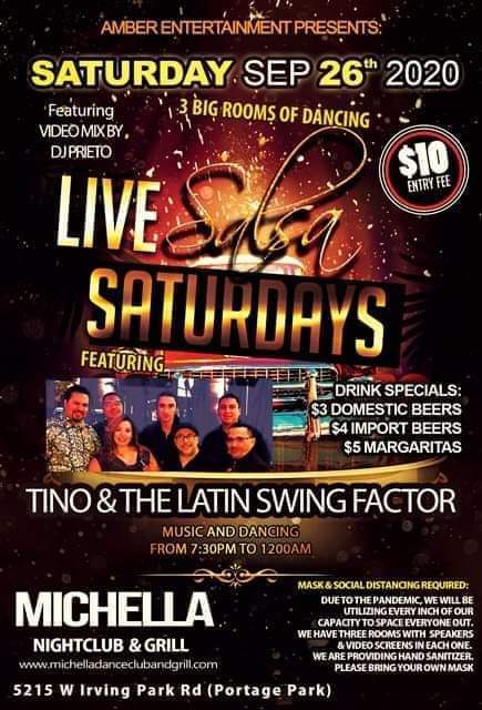 Live Salsa Saturdays w Tino & Latin Swing factor