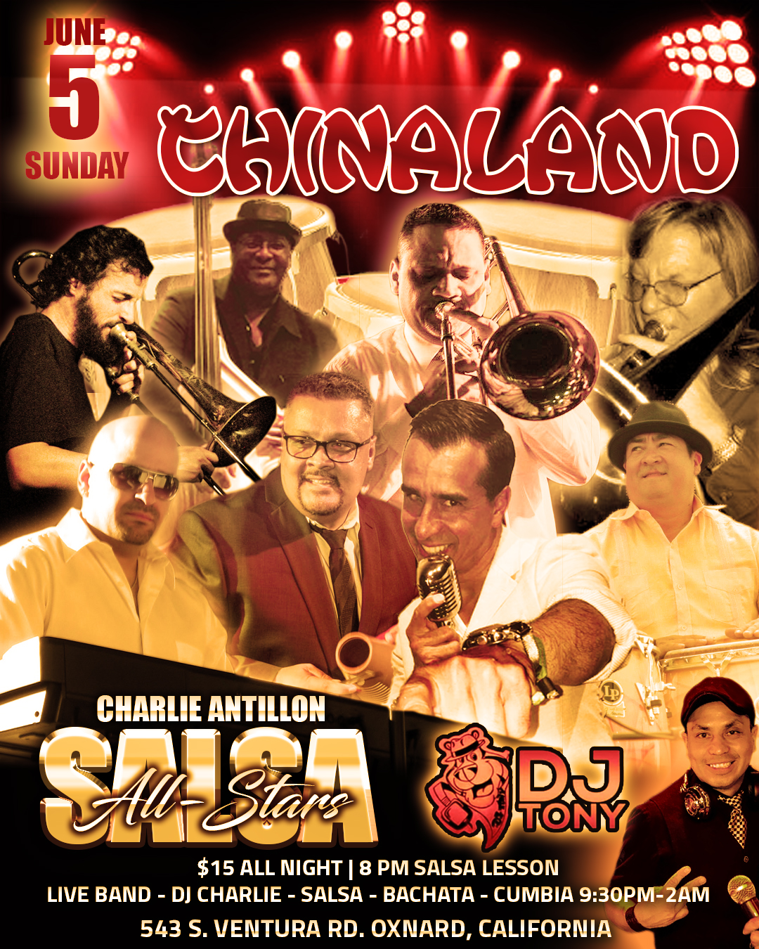 Chinaland Salsa Sundays! Charlie Antillon All-Star Band!