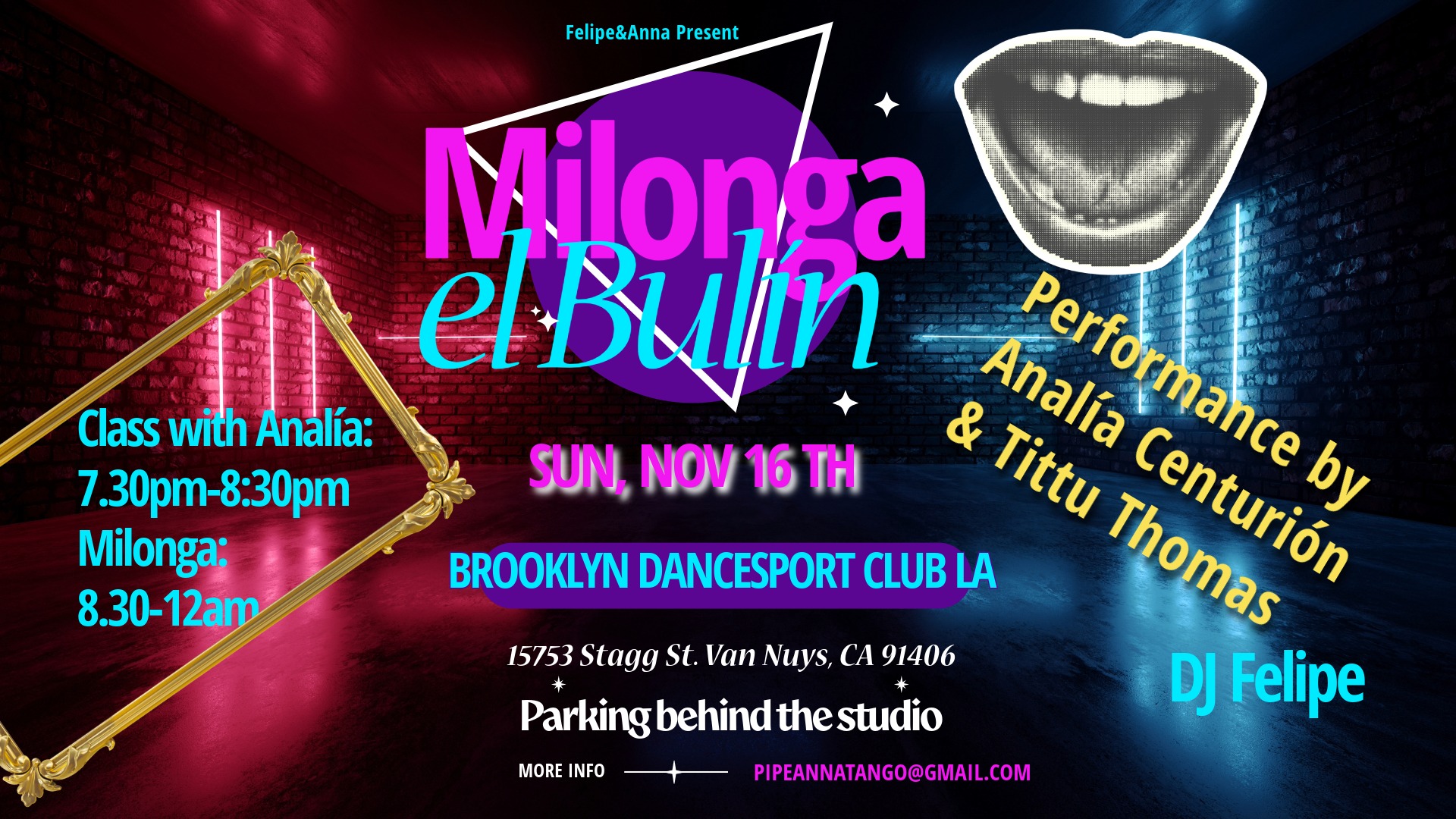 Milonga El Bulín with a special performance by Analia & Tittu