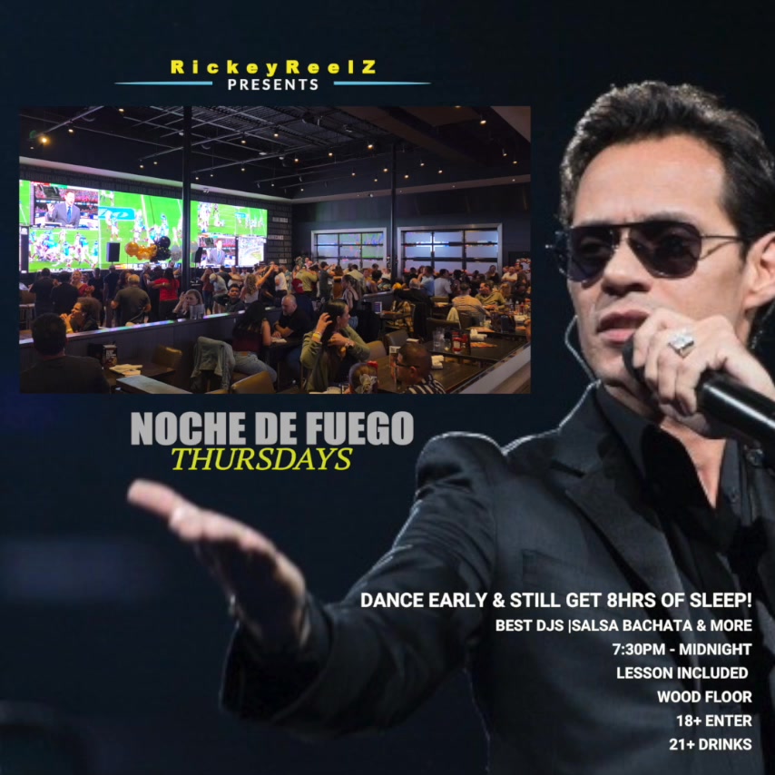 NOCHE DE FUEGO Salsa Bachata & More Early & Still get 8hrs of Sleep!