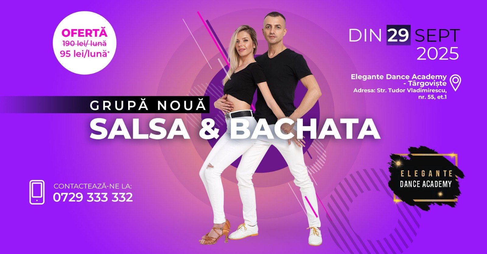 Grupă nouă de începători Salsa și Bachata la Târgoviște Elegante Dance Academy