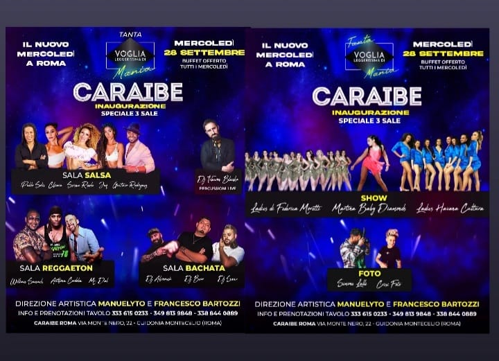 INAUGURAZIONE 🌟 VOGLIA DI MERCOLEDÌ MANIA 🌟 CARAIBE ROMA