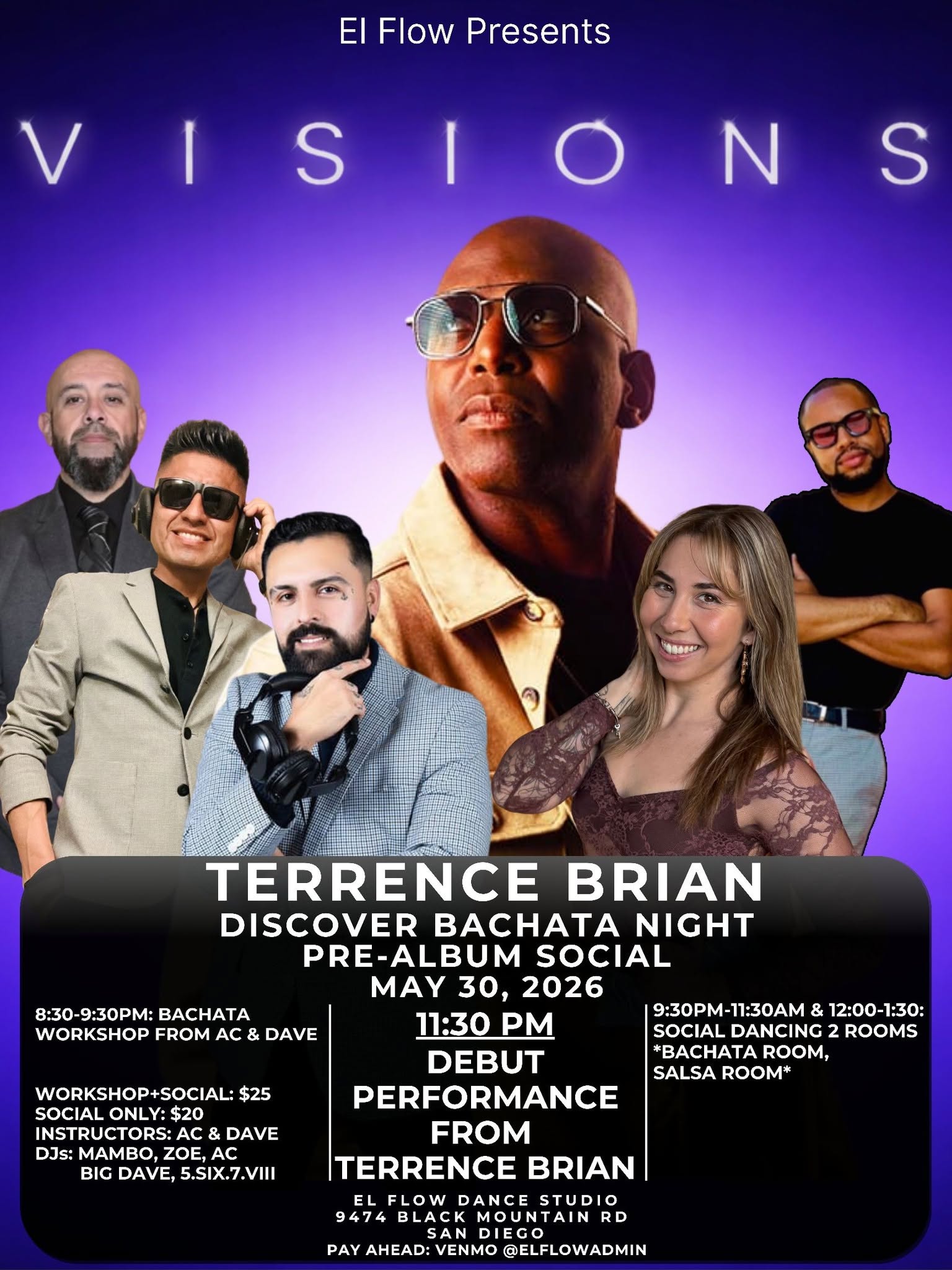 Discover Bachata Night & Album Pre Release Party Terrence Brian May 30th, 2026 El Flow Dance Studio