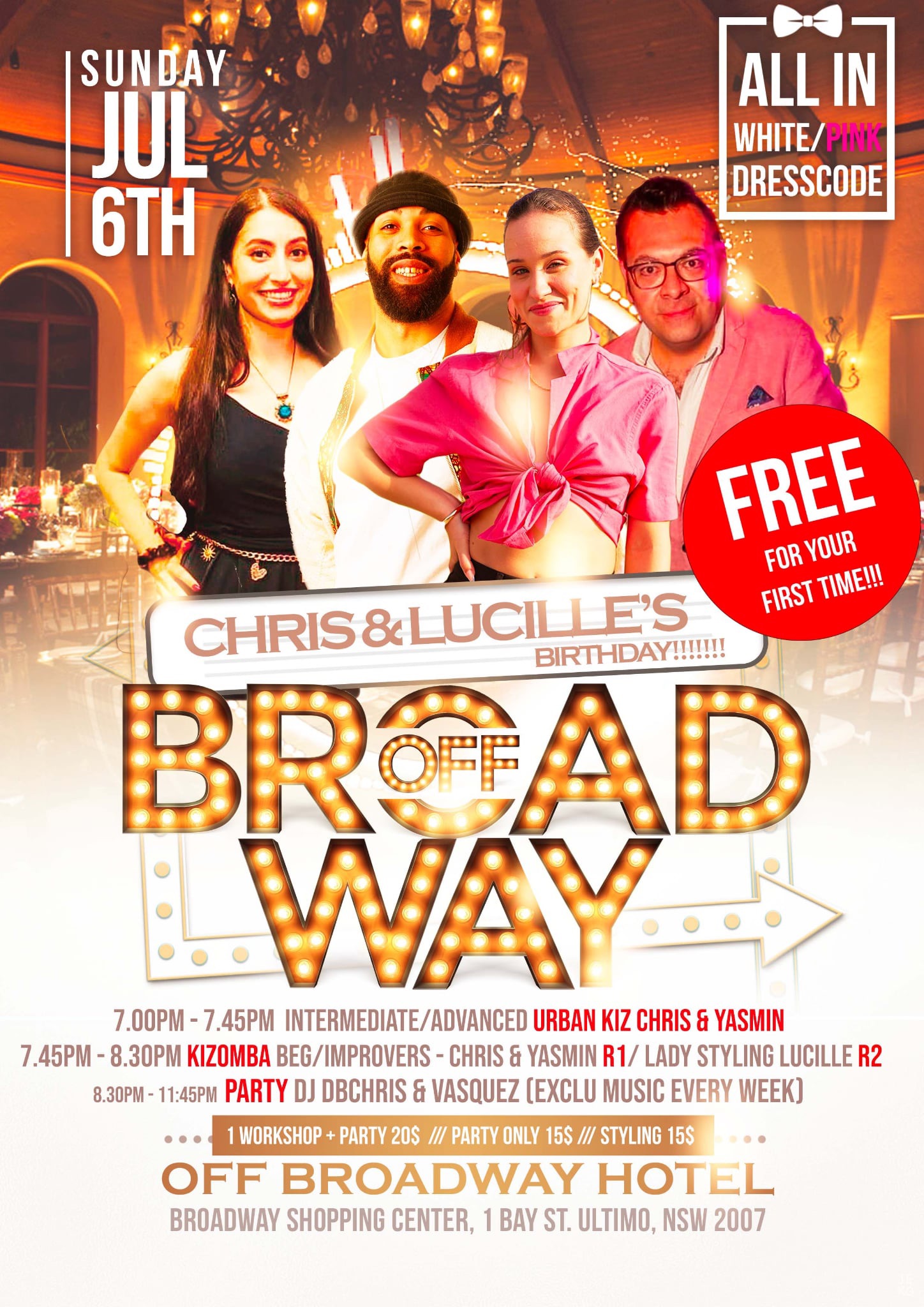 K.O.B - Kizomba Party! 2 Workshop Chris Yasmin Workshop! CHRIS & LUCILLE'S BIRTHDAY!! WHITE & PINK!
