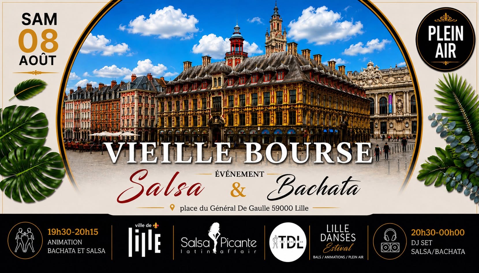 π Vieille Bourse de Lille SoirΓ©e Salsa Bachata 50 50 en plein air