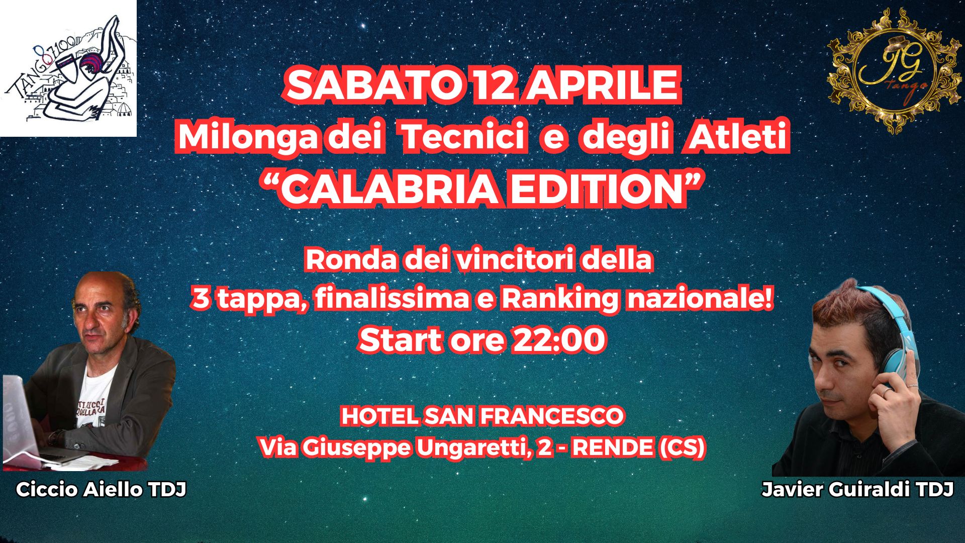 MILONGA DEI TECNICI E DEGLI ATLETI - "CALABRIA EDITION" - Sabato 12 aprile