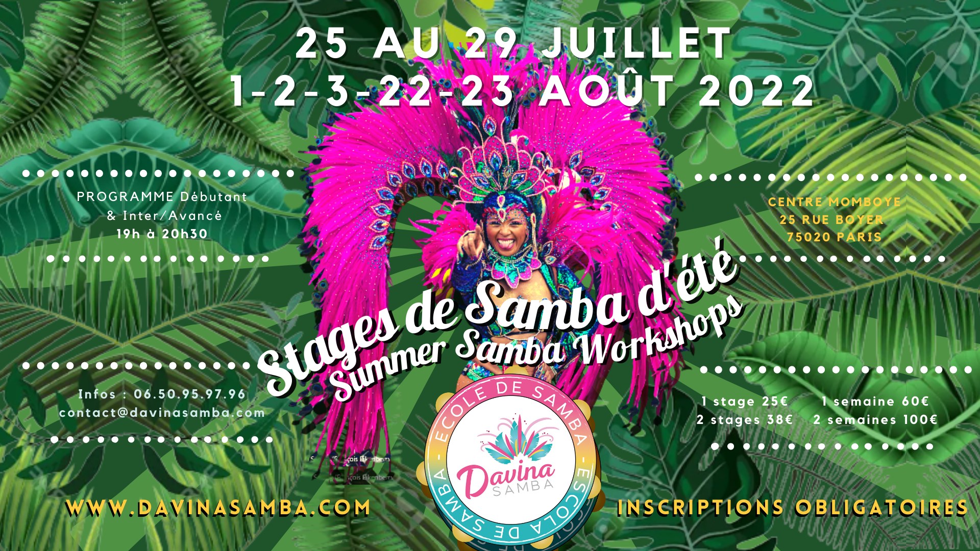 Stage de Samba à Paris Juillet Août Summer Samba Workshops