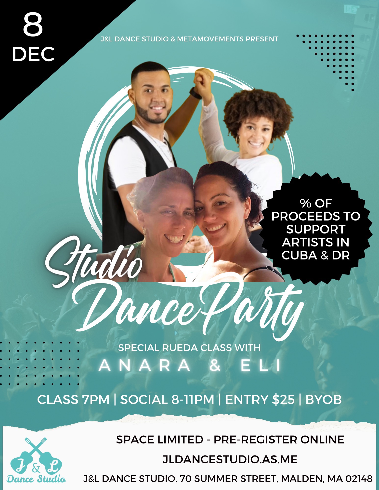 J&L Studio Dance Party Fundraiser w Rueda Class!
