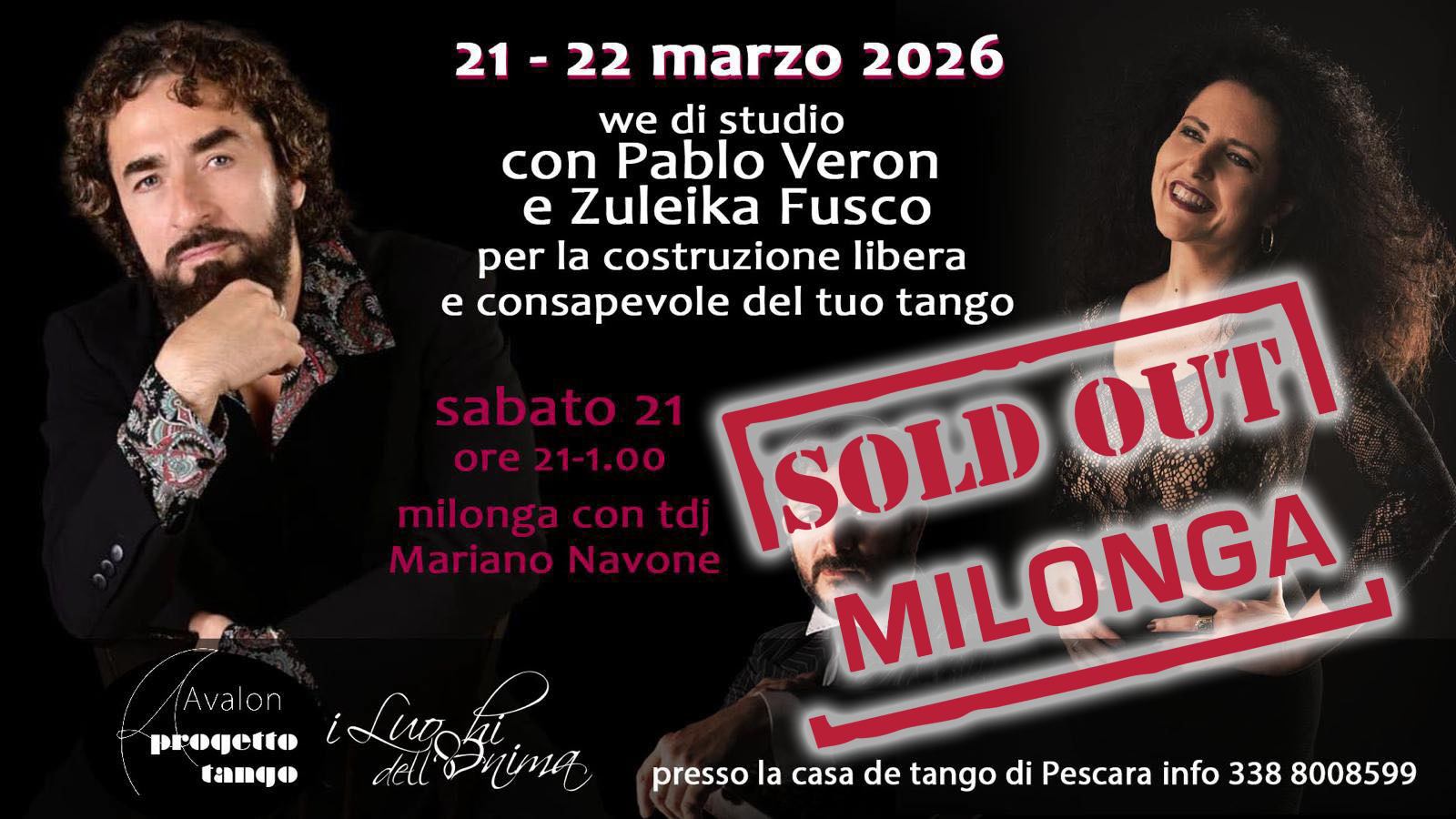 Weekend con Pablo Veron e Zuleika Fusco a Pescara. Stages e Milonga