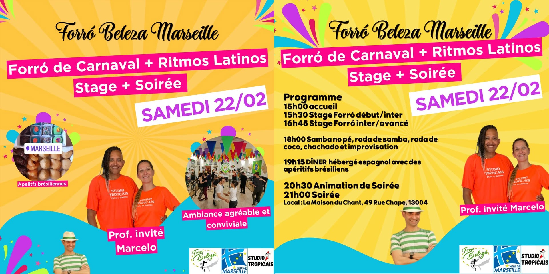 STAGE FORRÓ + SOIRÉE à MARSEILLE de Carnaval (forró + ritmos latinos) #32 Intensif Forró Marseille