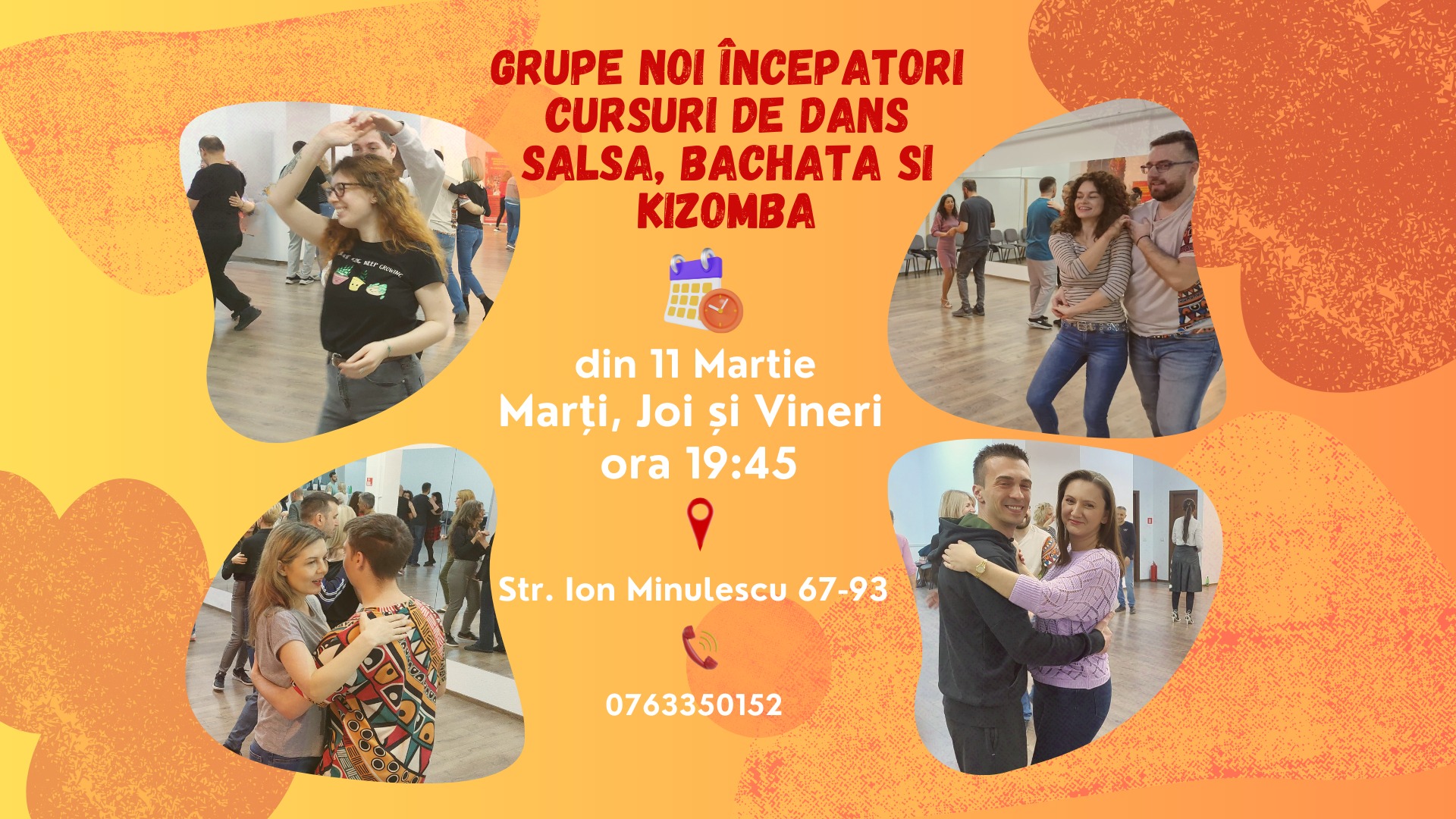 Grupe Noi Cursuri de dans începători - Salsa, Bachata, Kizomba