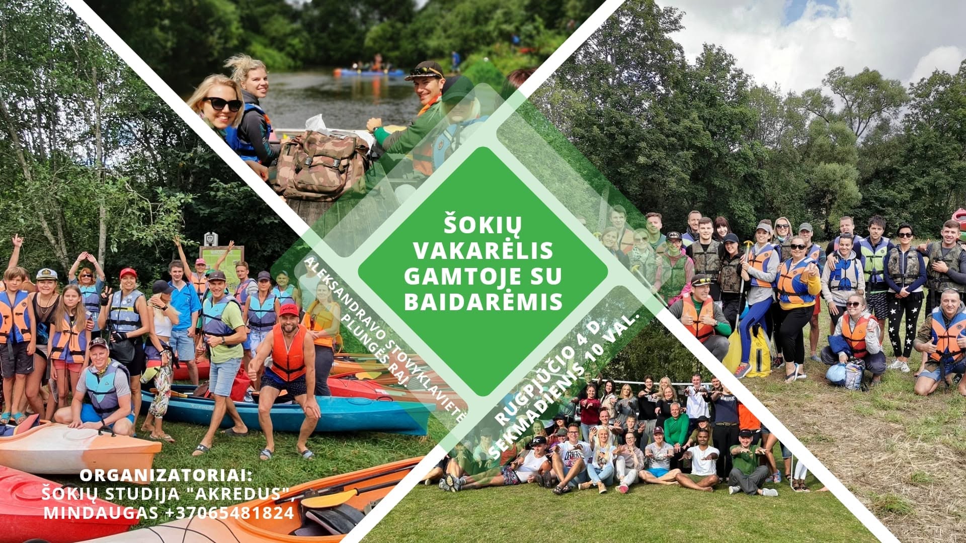 Šokėjų susitikimas 2024 gamtoje su baidarėmis Akredus šokių studija