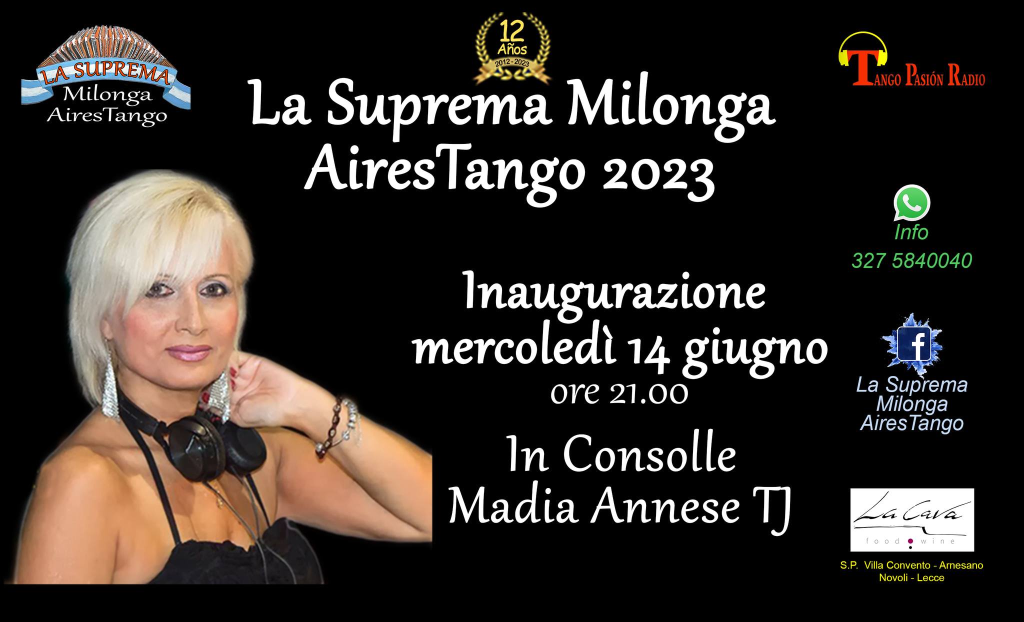 La Suprema Milonga, inaugurazione mercoledì 14 giugno. In consolle Madia Annese Tj